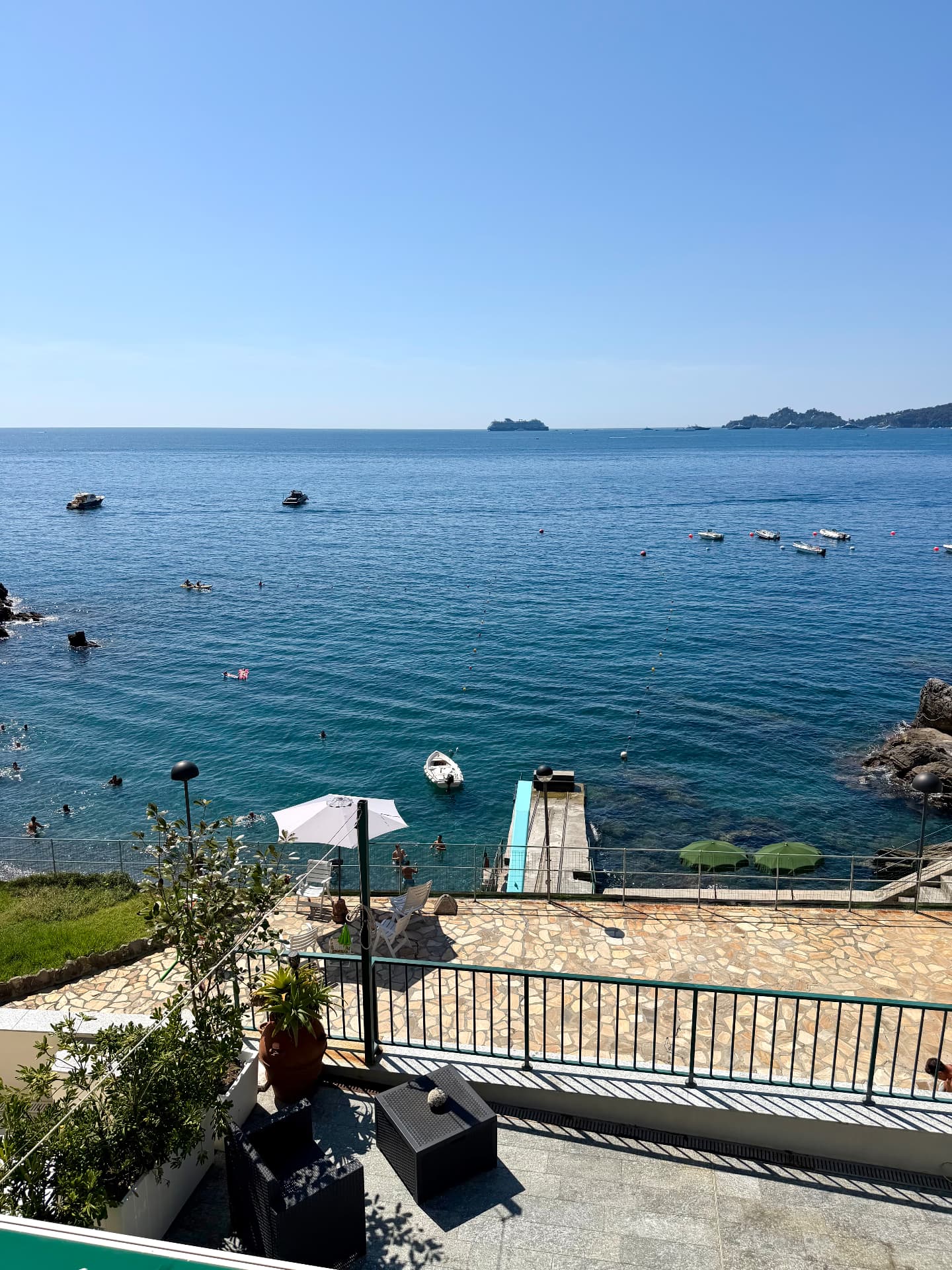 Sea-view terrace at Villa Maria Luisa overlooking the Ligurian coast