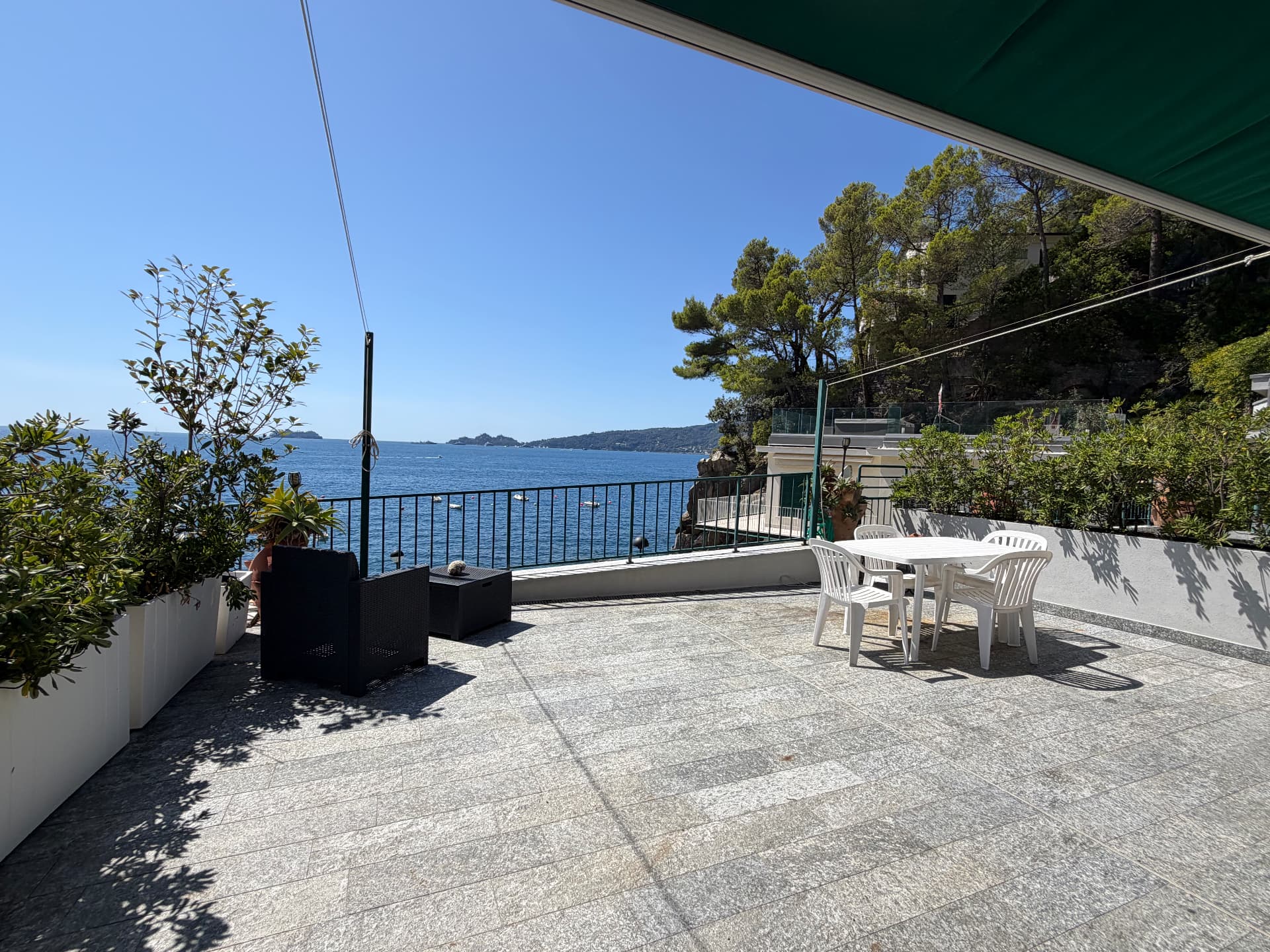 Sea-view terrace at Villa Maria Luisa overlooking the Ligurian coast