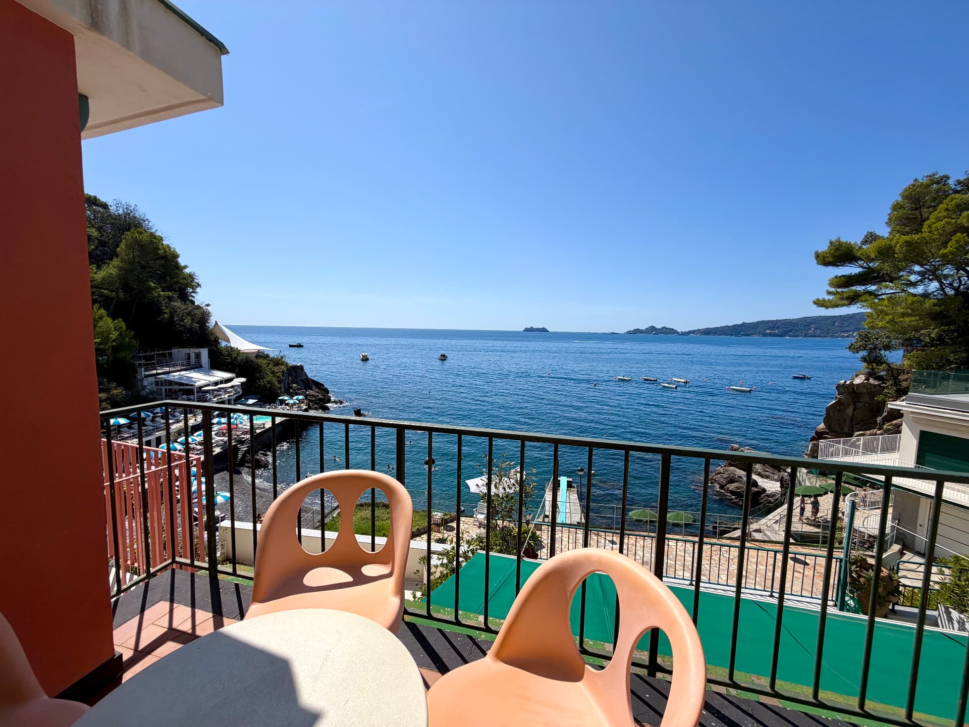 Sea-view terrace at Villa Maria Luisa overlooking the Ligurian coast