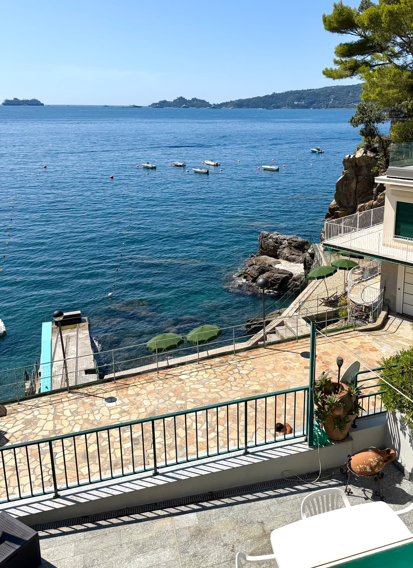 Sea-view terrace at Villa Maria Luisa overlooking the Ligurian coast