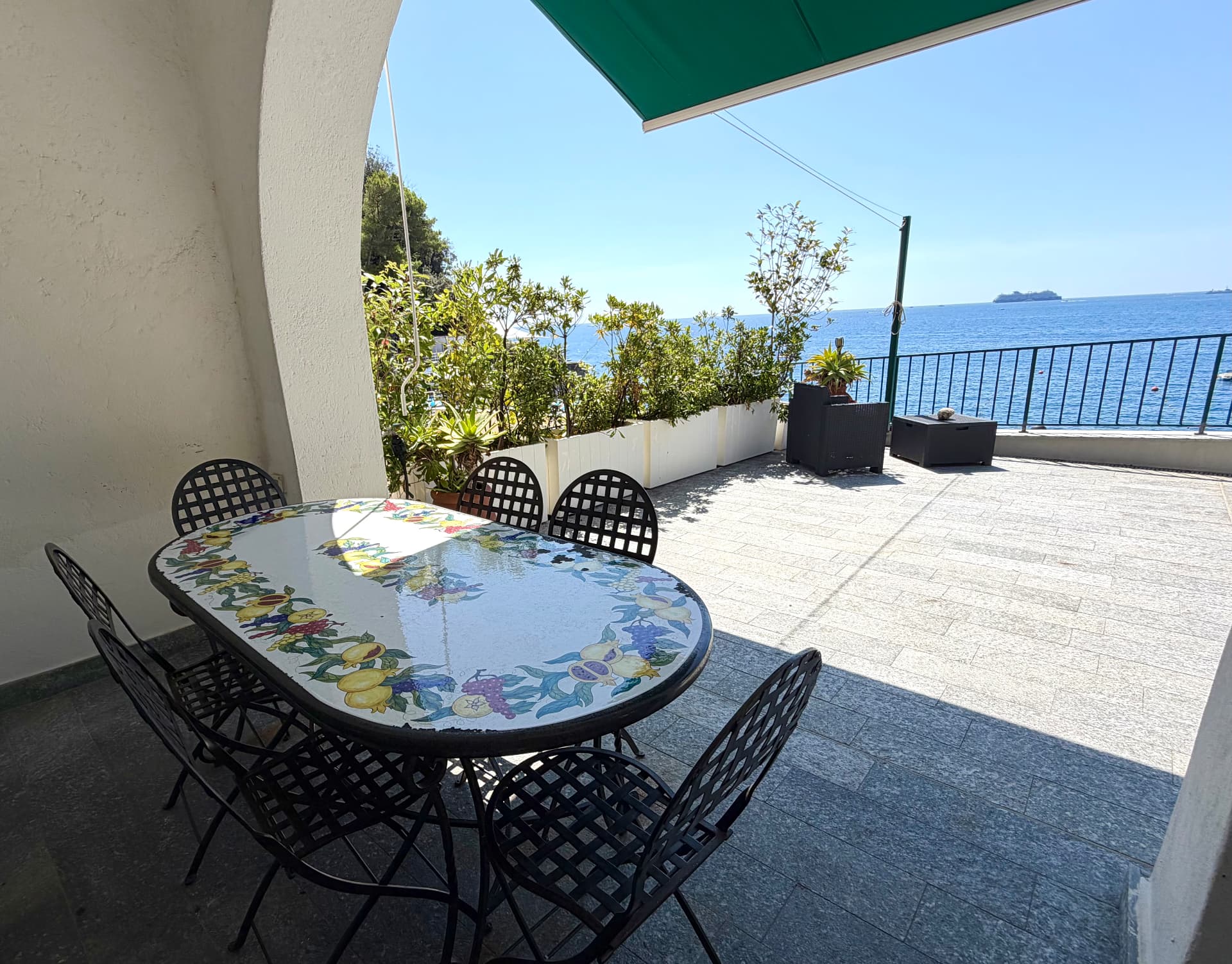 Sea-view terrace at Villa Maria Luisa overlooking the Ligurian coast