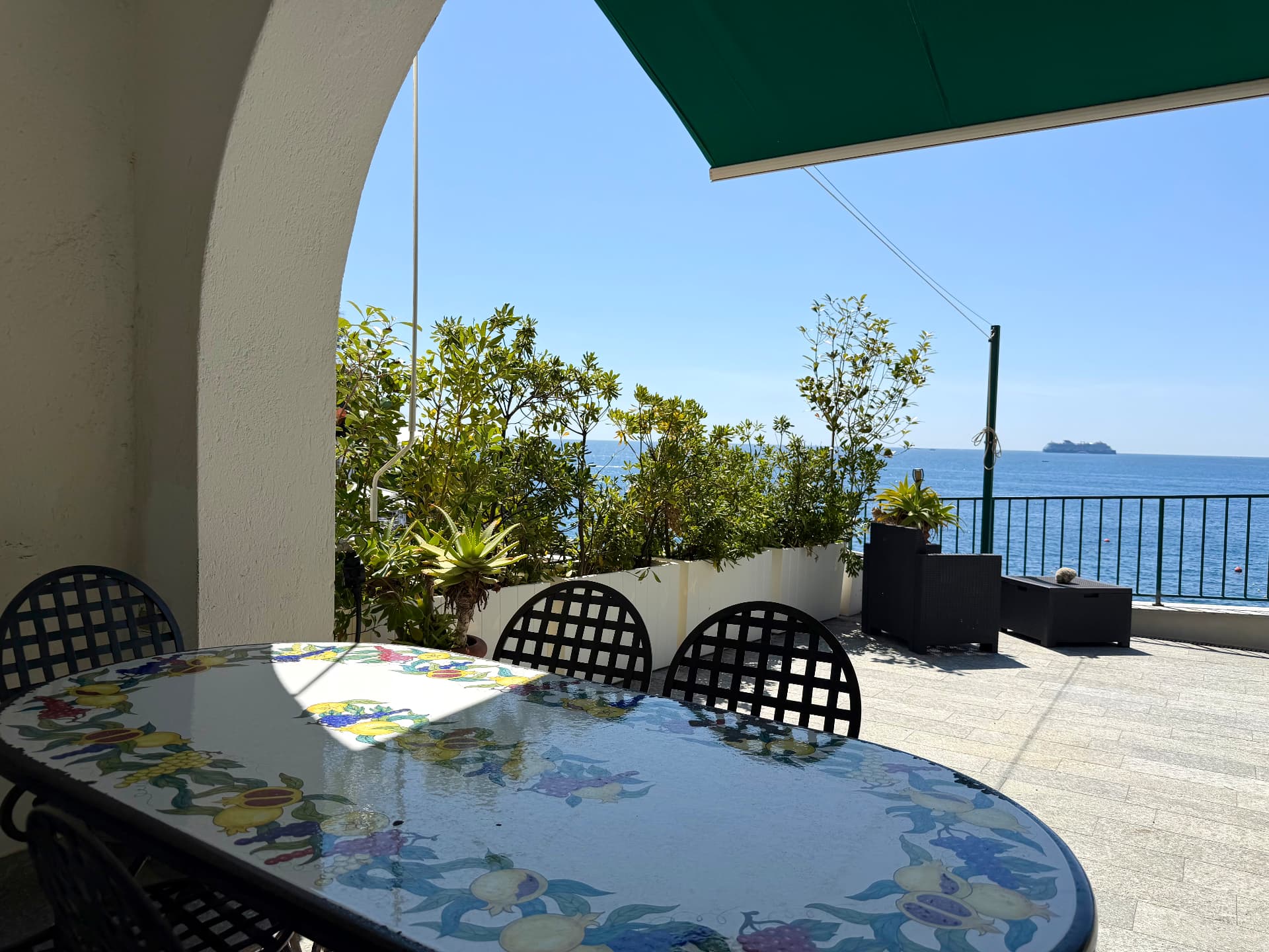 Sea-view terrace at Villa Maria Luisa overlooking the Ligurian coast