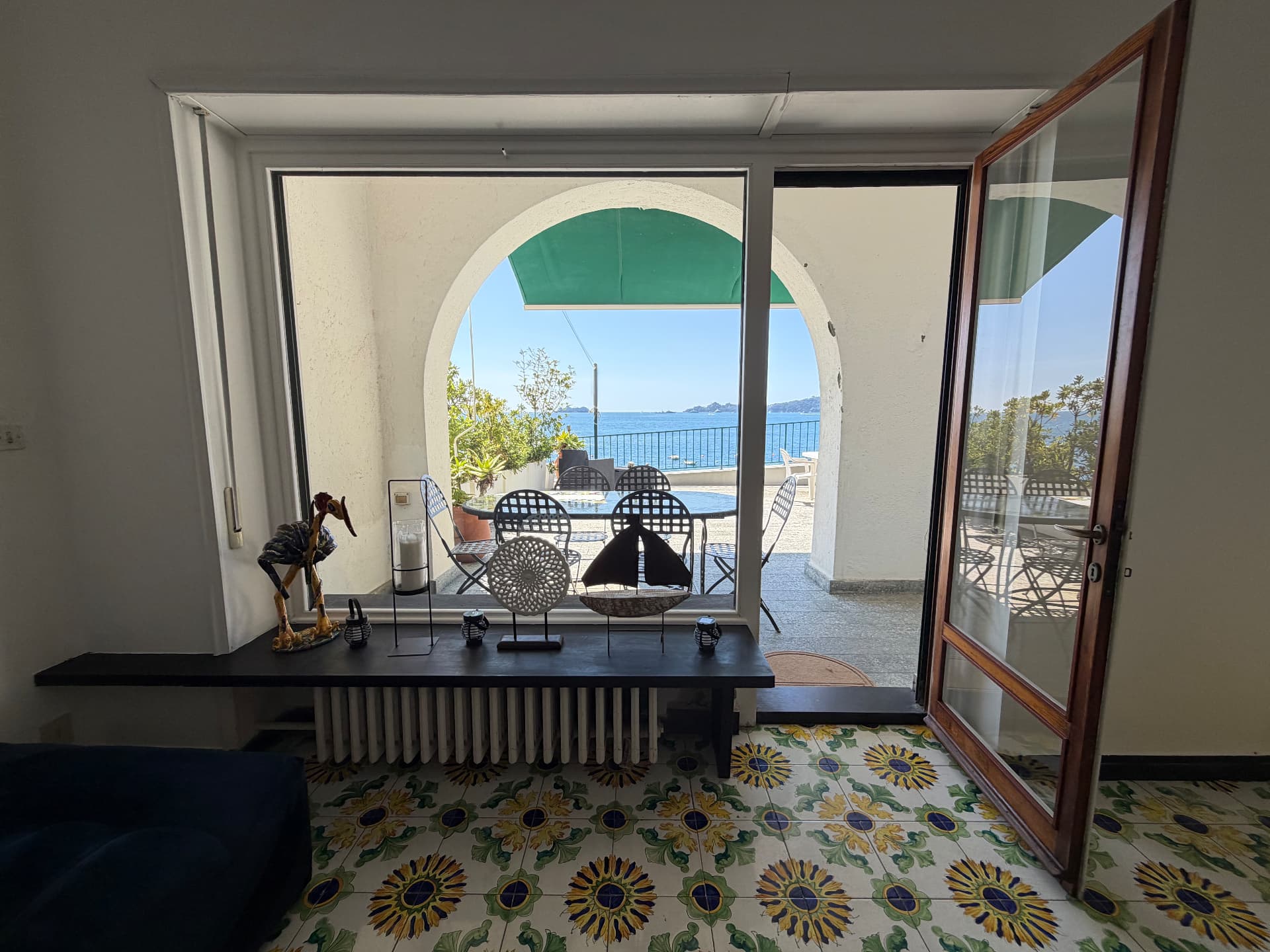 Living spaces of Villa Maria Luisa with hand-painted Ligurian tiles