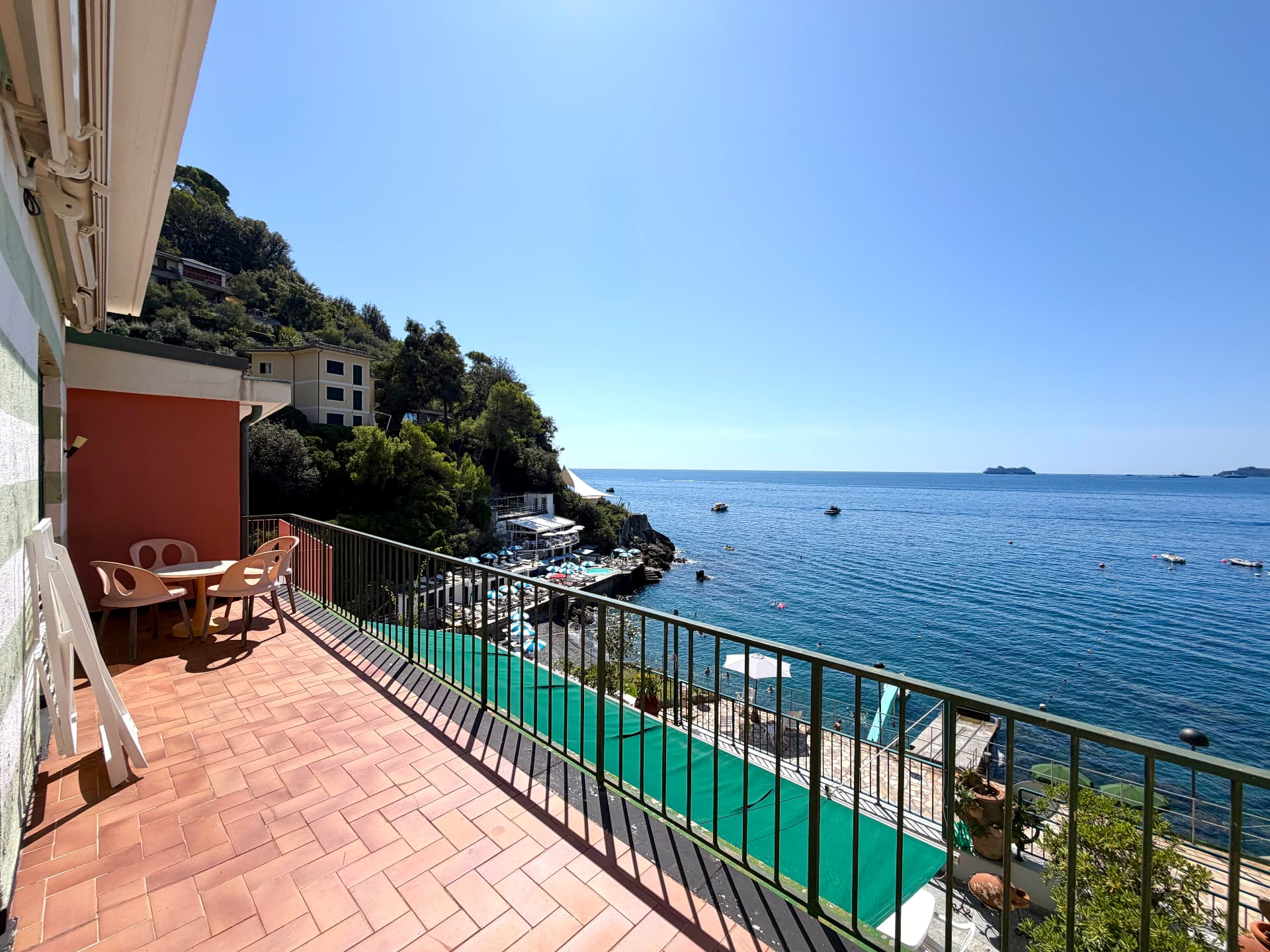 Sea-view terrace at Villa Maria Luisa overlooking the Ligurian coast