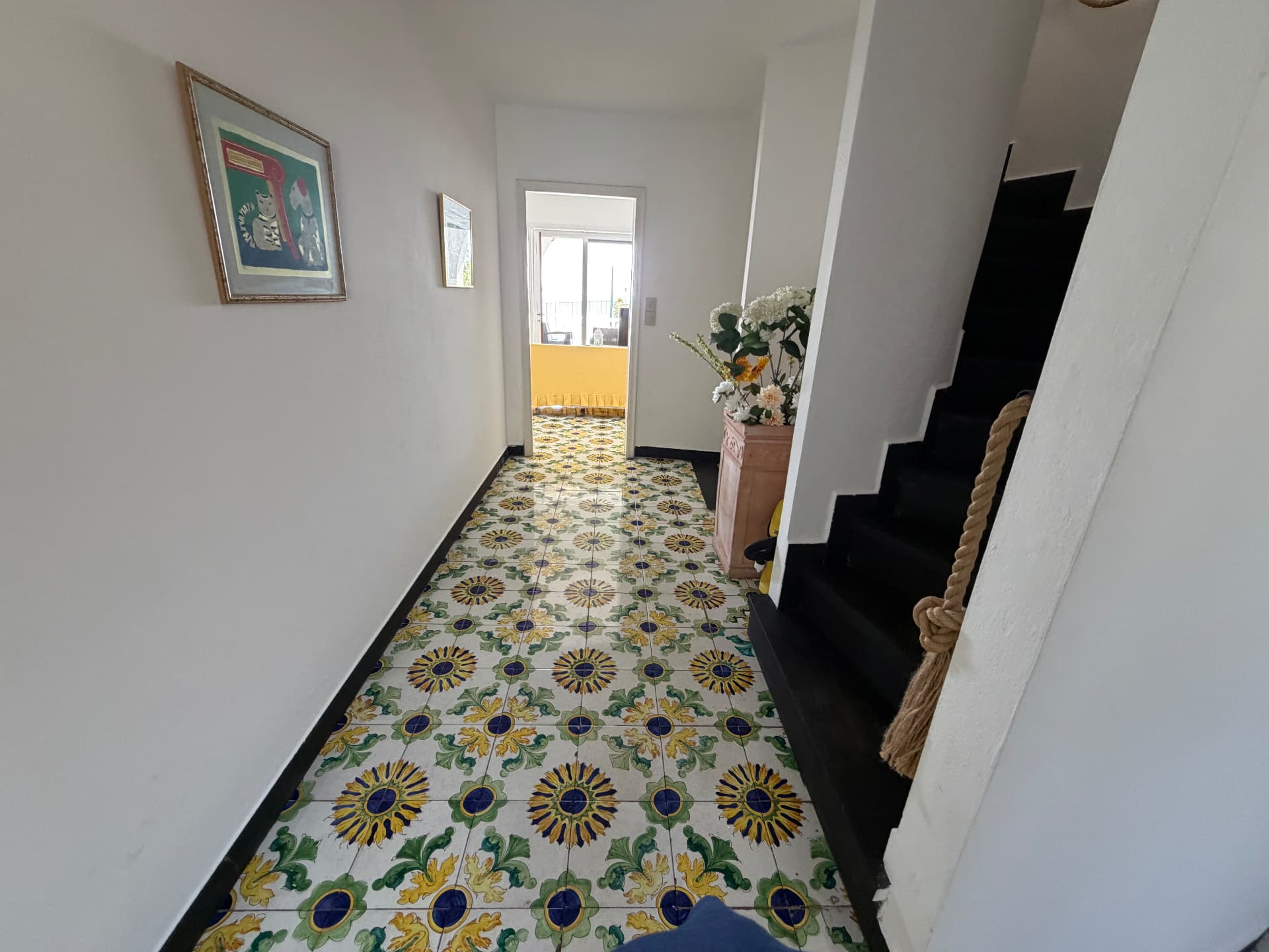 Living spaces of Villa Maria Luisa with hand-painted Ligurian tiles