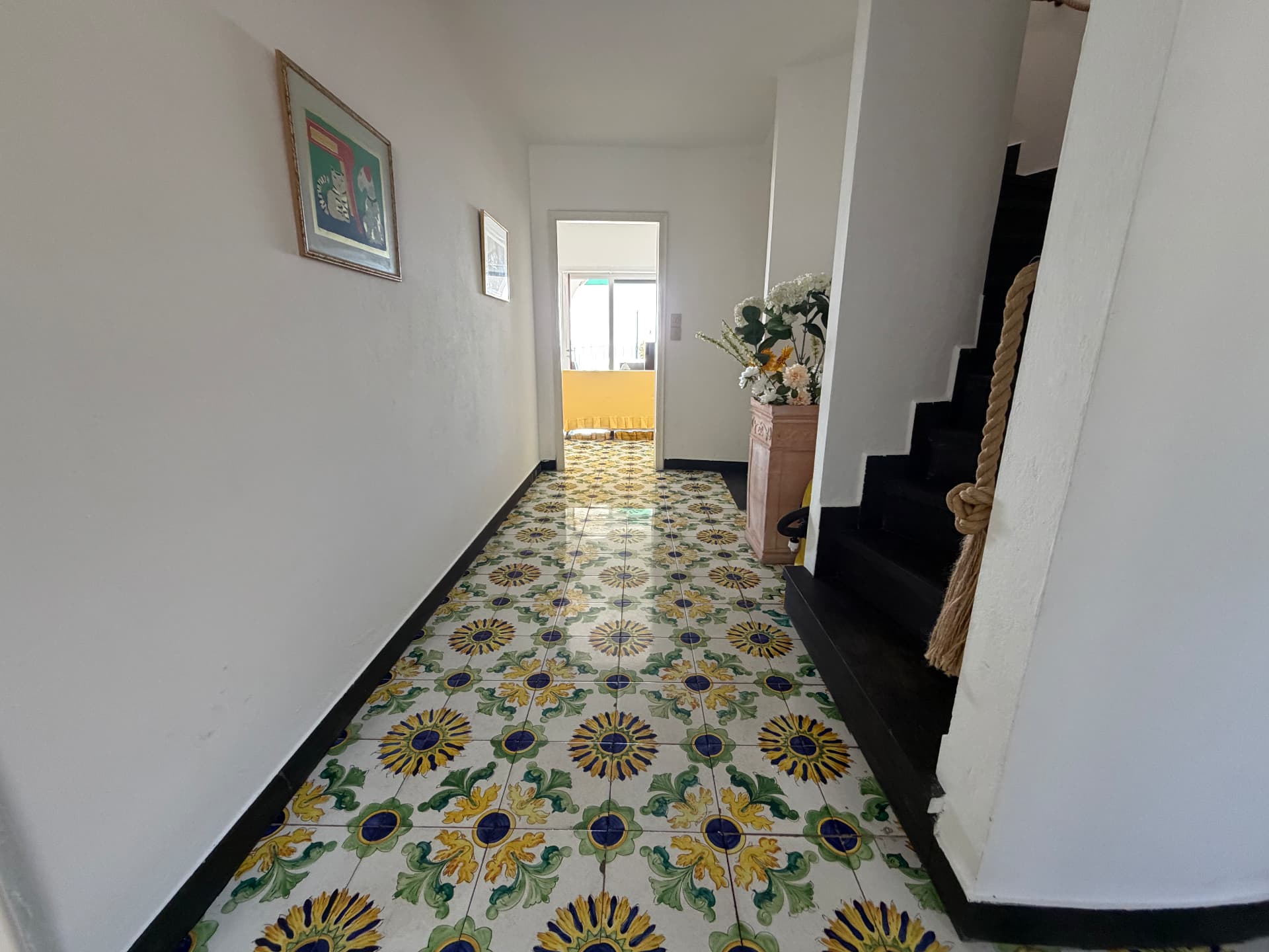 Living spaces of Villa Maria Luisa with hand-painted Ligurian tiles