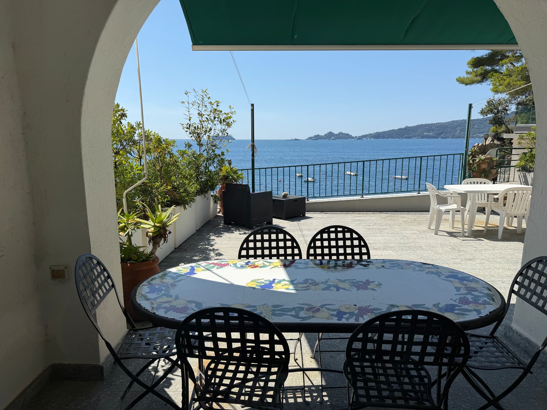 Sea-view terrace at Villa Maria Luisa overlooking the Ligurian coast