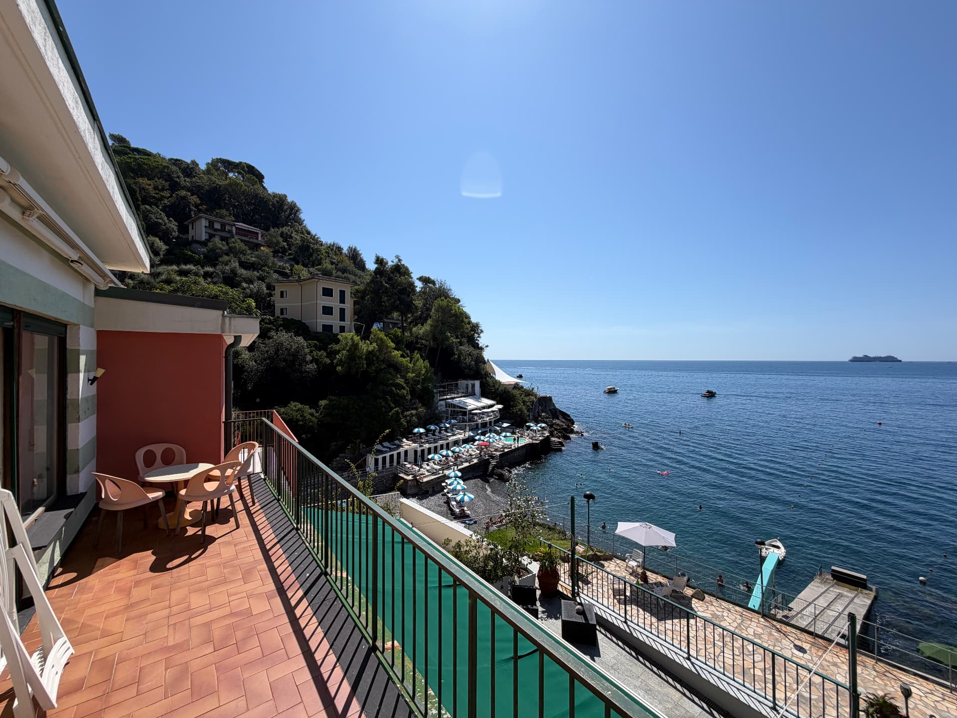 Sea-view terrace at Villa Maria Luisa overlooking the Ligurian coast