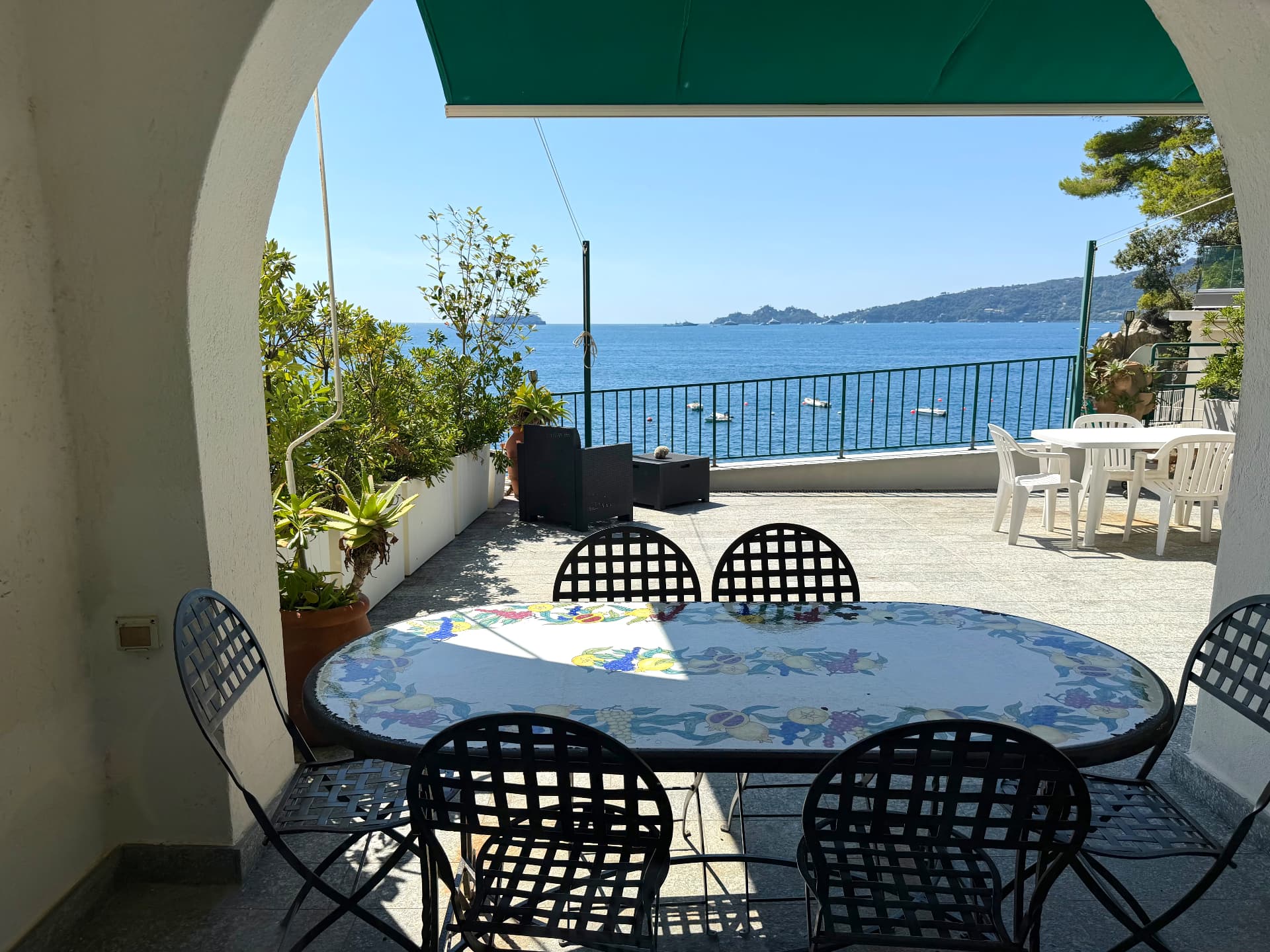 Sea-view terrace at Villa Maria Luisa overlooking the Ligurian coast
