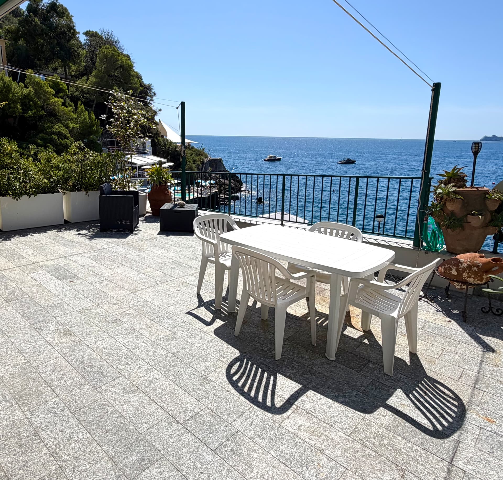 Sea-view terrace at Villa Maria Luisa overlooking the Ligurian coast