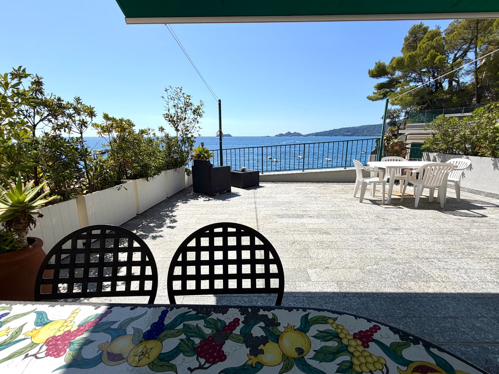 Sea-view terrace at Villa Maria Luisa overlooking the Ligurian coast
