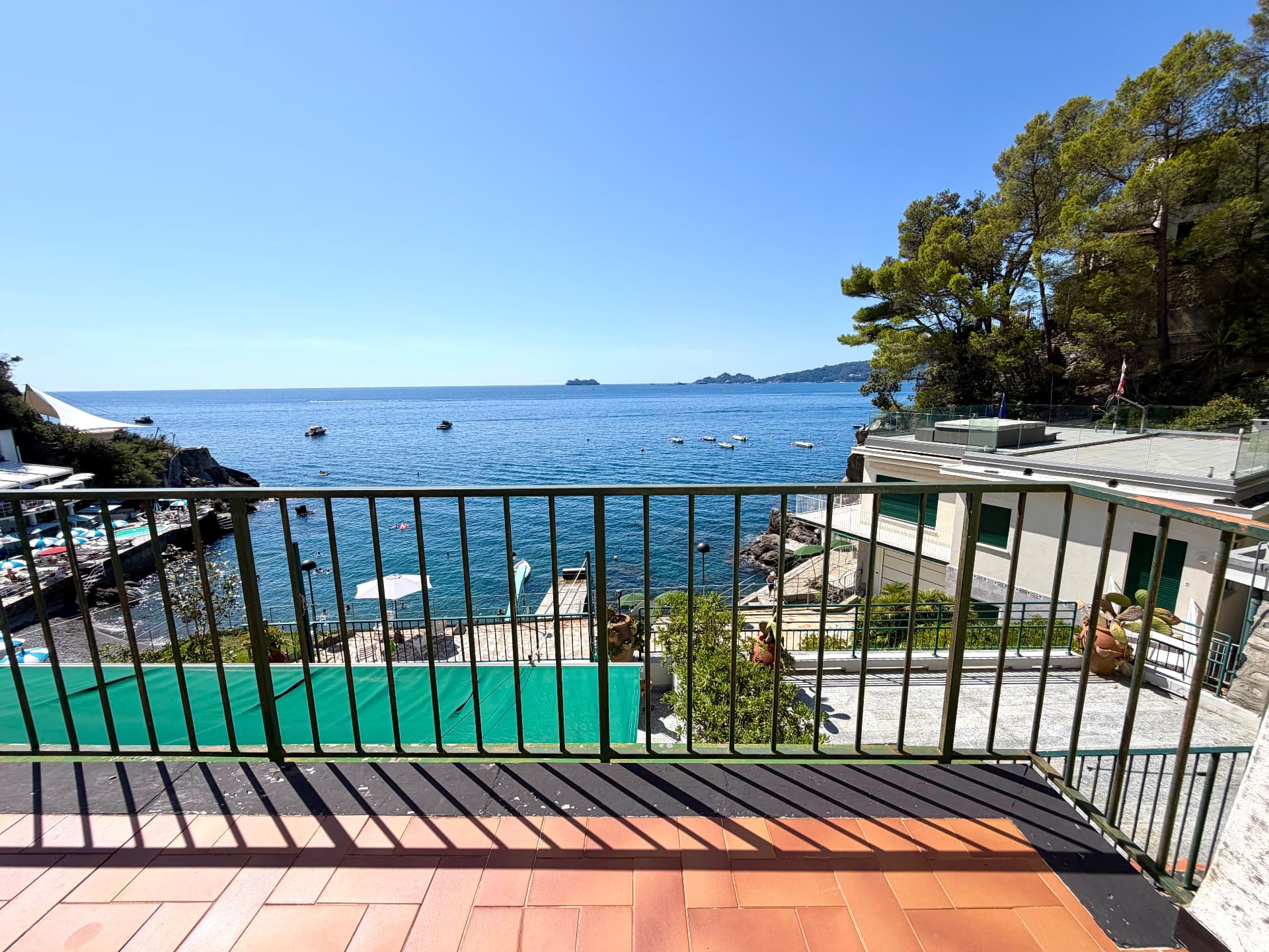 Sea-view terrace at Villa Maria Luisa overlooking the Ligurian coast
