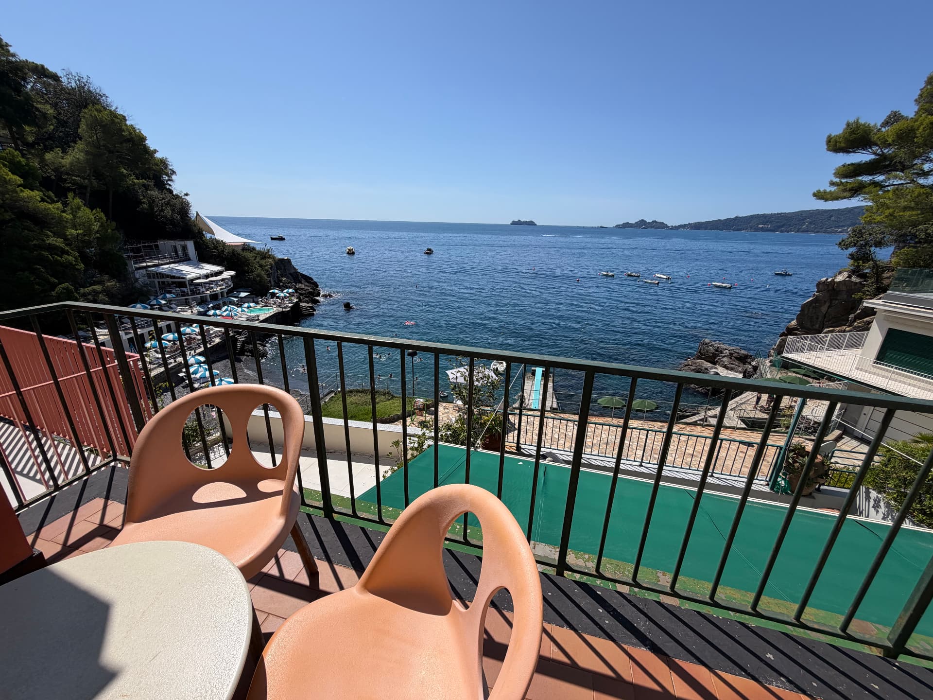 Sea-view terrace at Villa Maria Luisa overlooking the Ligurian coast