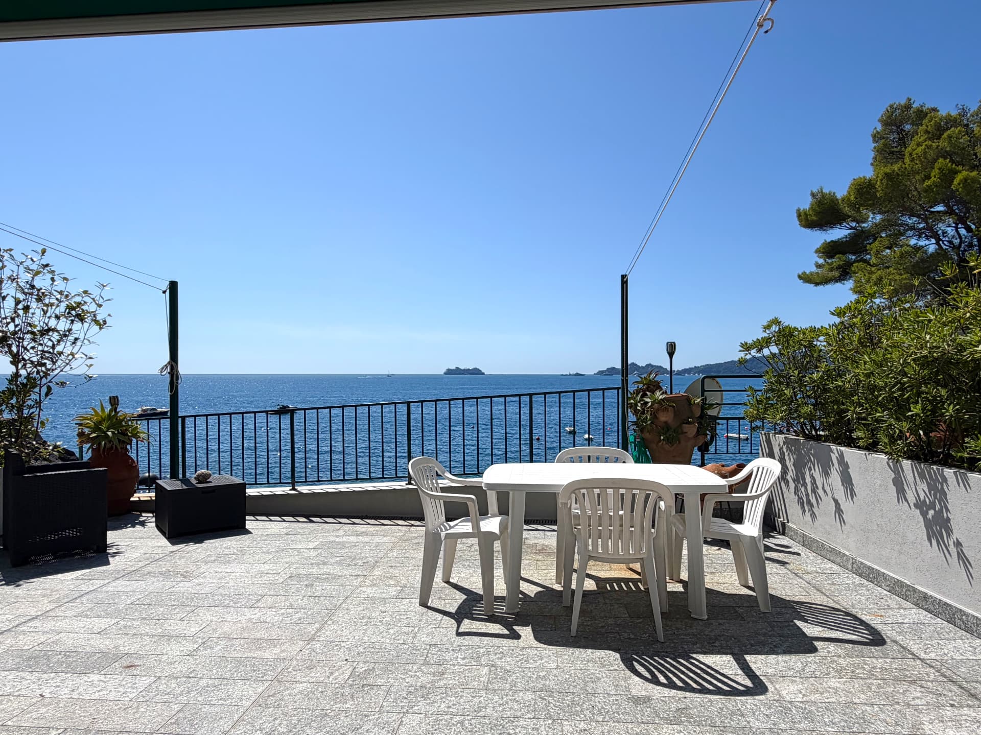 Sea-view terrace at Villa Maria Luisa overlooking the Ligurian coast