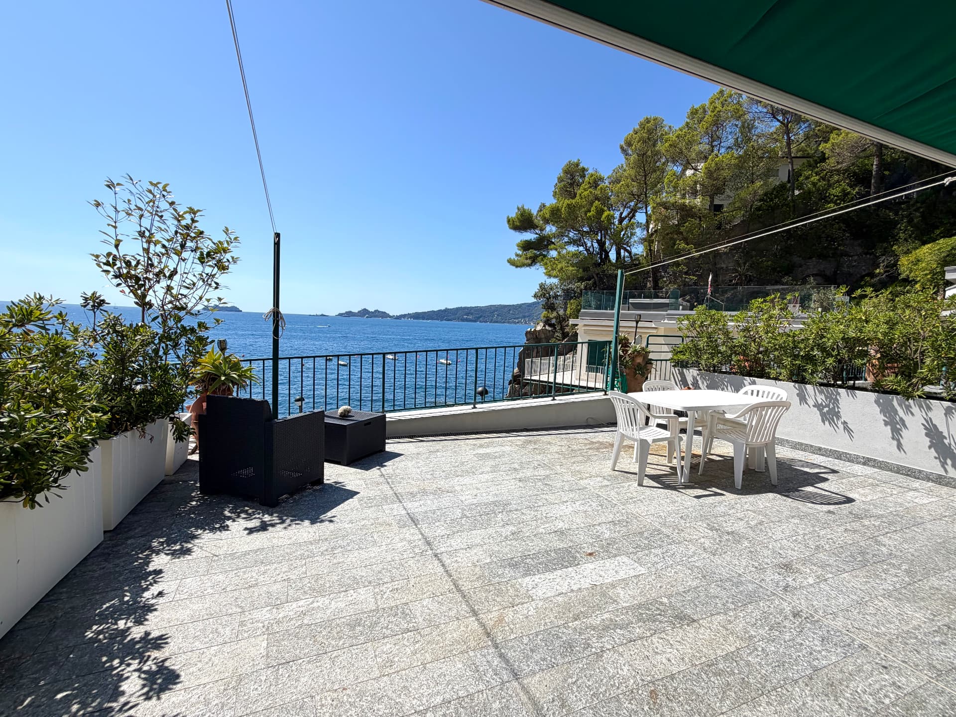 Sea-view terrace at Villa Maria Luisa overlooking the Ligurian coast