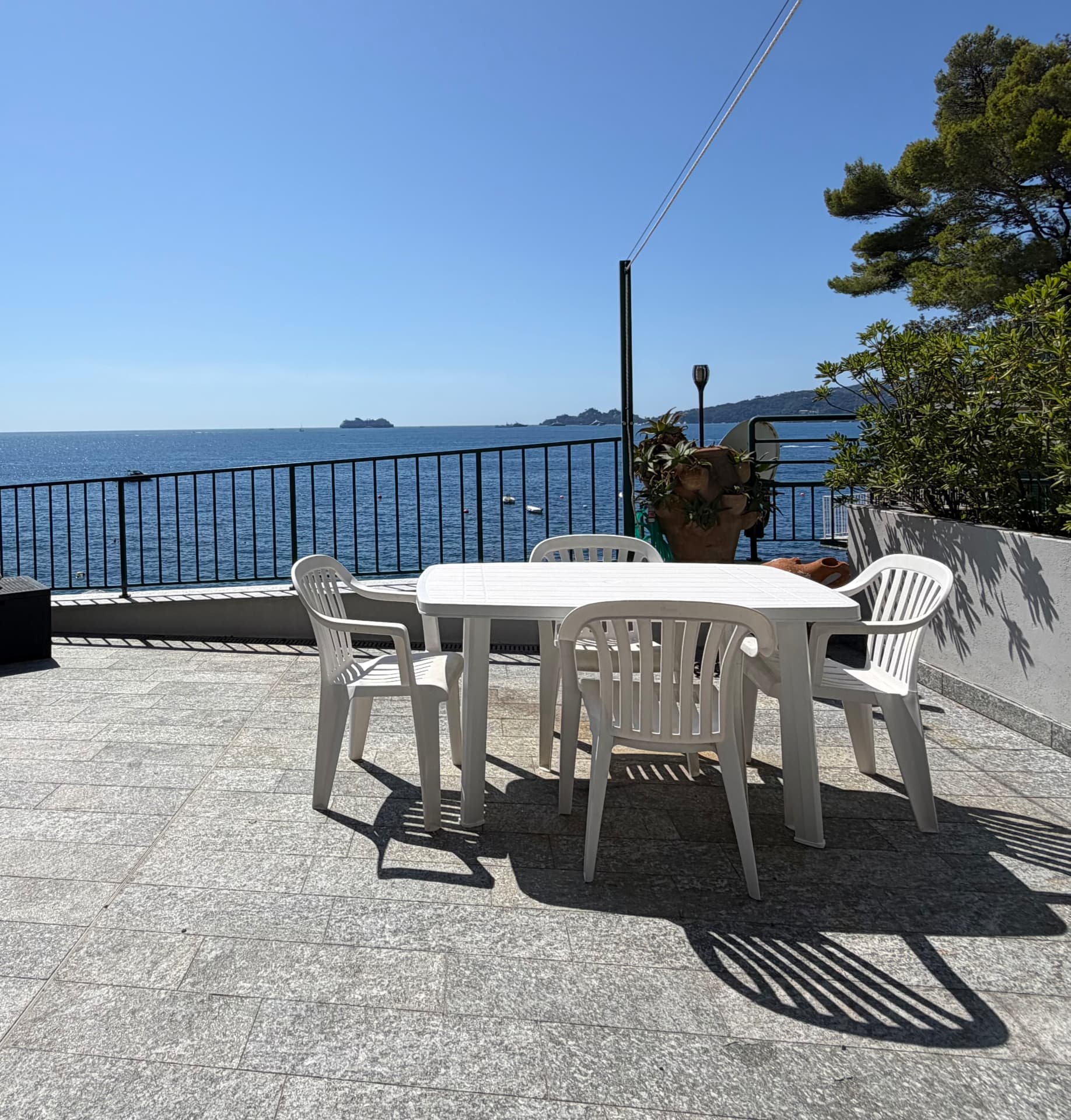 Sea-view terrace at Villa Maria Luisa overlooking the Ligurian coast
